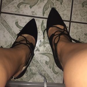 black suede heels wore literally once lol